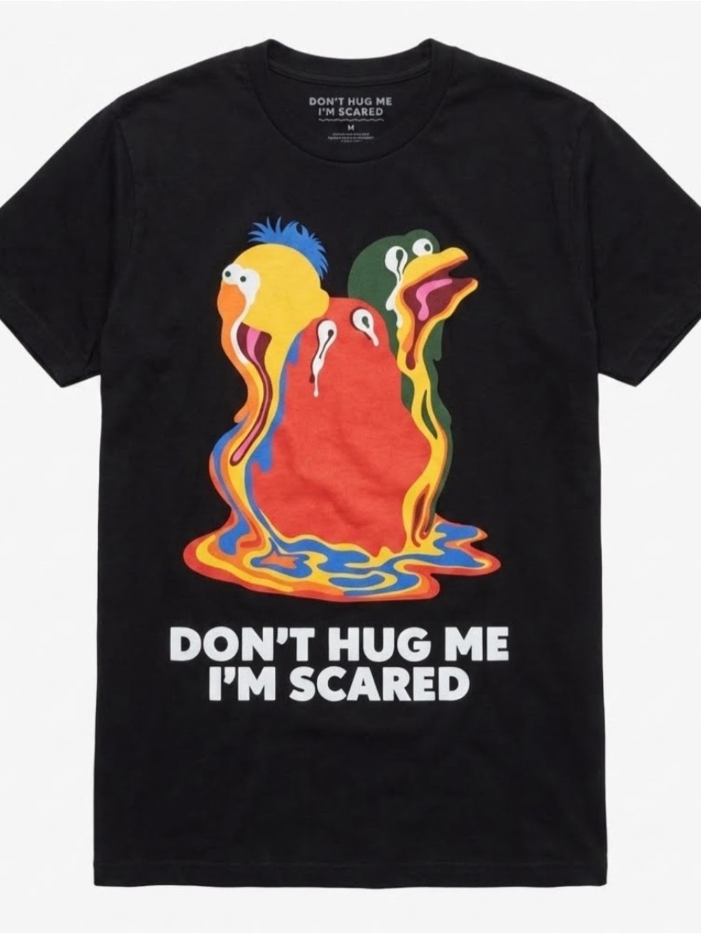 Rare skater dark  Don't Hug Me I'm Scared Black Graphic Tee - Multicolor Melt